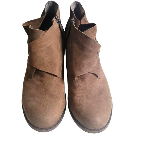 Eileen Fisher Suede Leather Ankle Booties 11 Brown Zip Block Heel Vero Cuoio - Picture 3 of 8